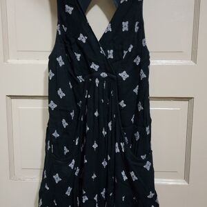 Free People Black Dress with White Mandala Pattern